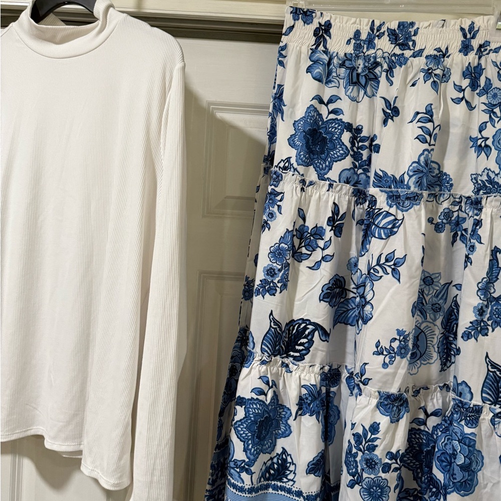 Floral Blue and White Skirt